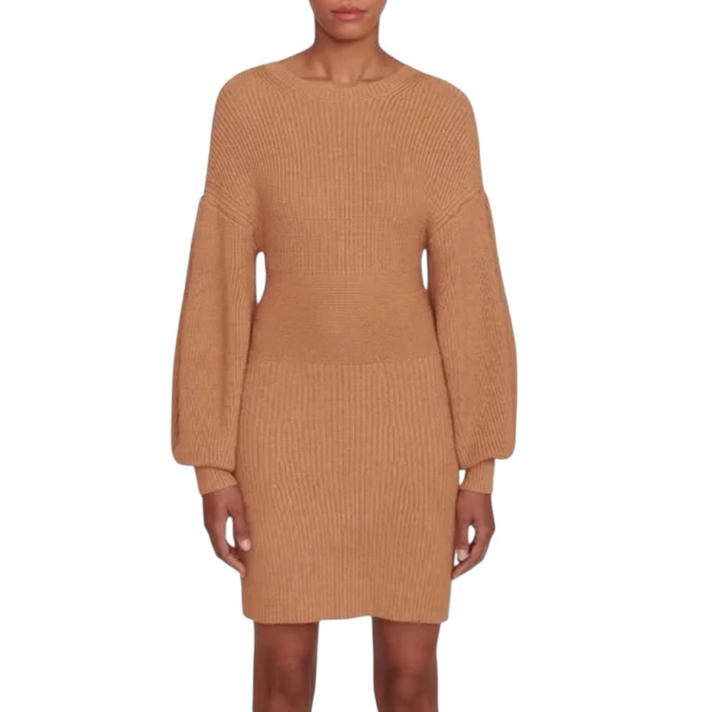 Staud Marylebone Knit Sweater Dress In Camel